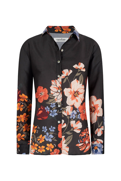 Milena Collared Long Sleeve Shirt Charcoal