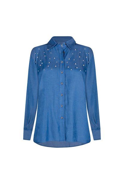 Palmer Collared Shirt with Pearls