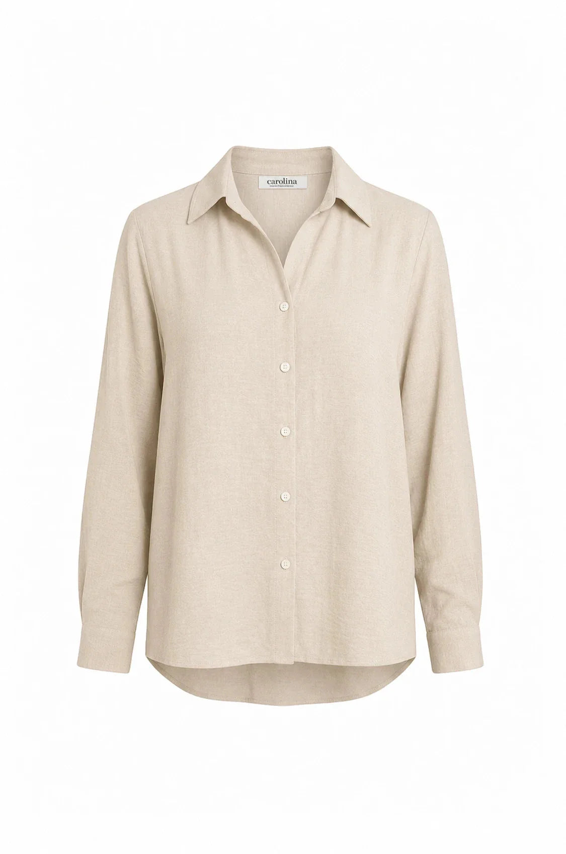 Paola Long Sleeve Collared Top Taupe
