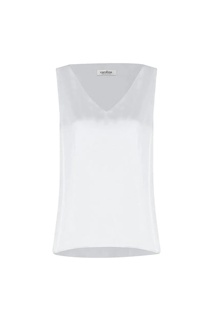 Perla Reversible Neckline Sleeveless Top in White