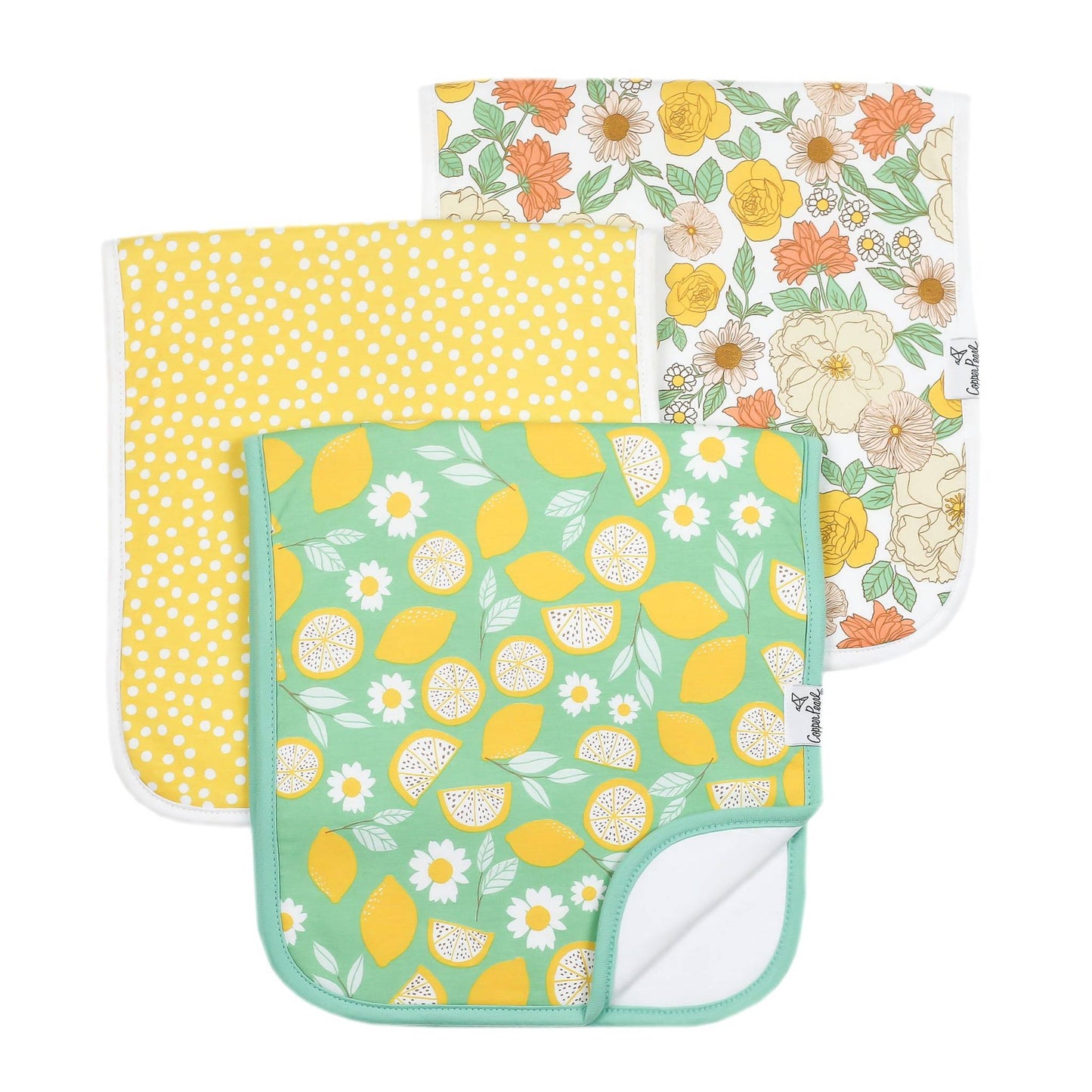 3 Pack Premium Burp Cloths - Lemon