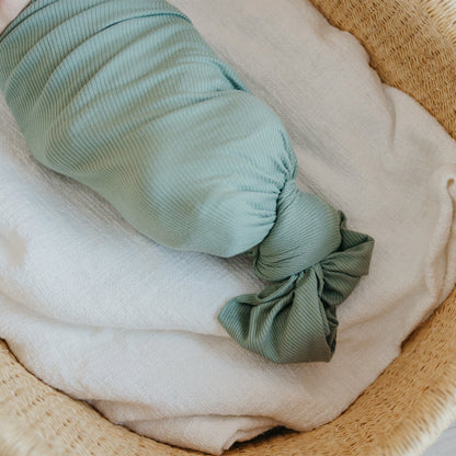 Rib Knit Swaddle Blanket - Clover