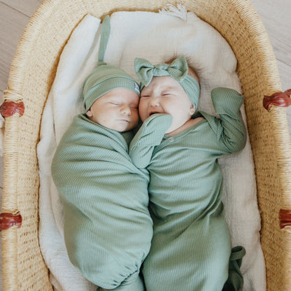 Rib Knit Swaddle Blanket - Clover