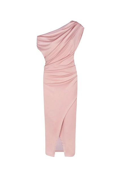 Roslyn Off Shoulder Midi Dress Blush