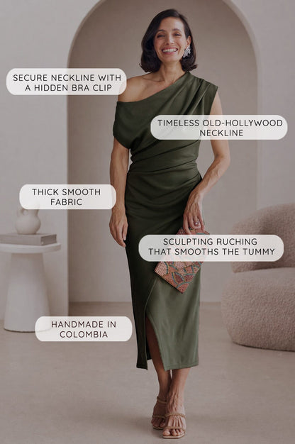 Roslyn Off Shoulder Midi Dress Blush