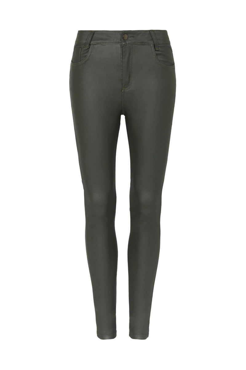 Amber Coated Skinny Jeans Olive