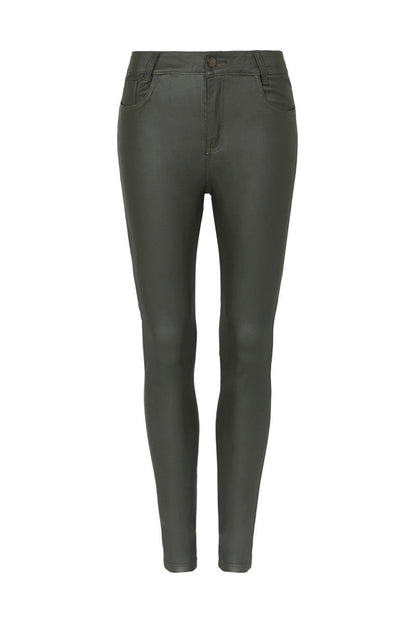 Amber Coated Skinny Jeans Olive