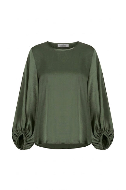 Sophia Round Neck Long Sleeve Top Olive