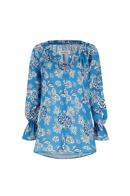 Sylvie Mid Sleeve Top Blue Floral