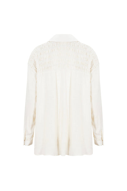Wendy Long Sleeve Collared Shirt Ivory