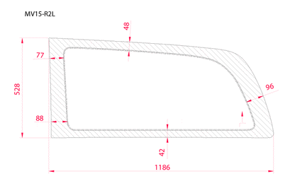 Mercedes Metris 2015+ Passenger Side Rear Quarter Window (126''WB)_Dimensions - Campervan HQ