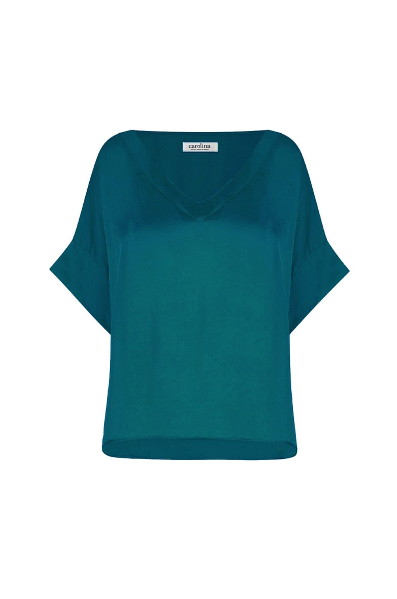 Bianca Short Sleeve Top Forest Green with V Neck