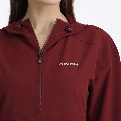 Cinch Women's Half Zip Pullover Jacket in Burgundy