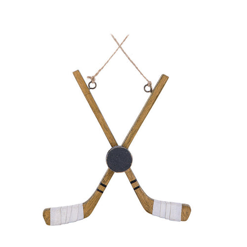 Crossed Hockey Stick & Puck Ornament