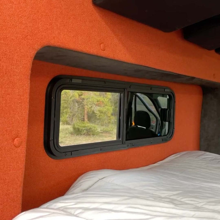 Flarespace Half-Slider Bunk Window (Driver Side, FS1033L)_ (Interior - Open) - Campervan HQ