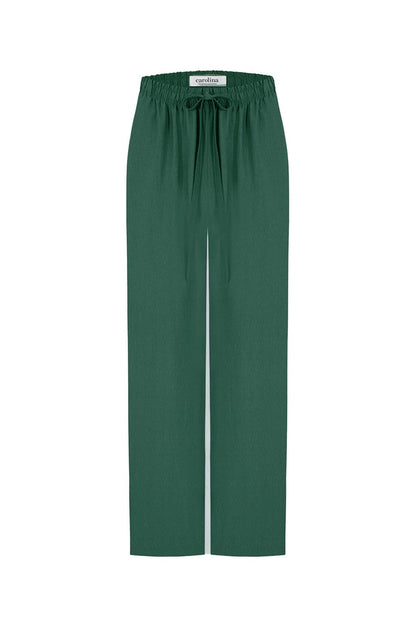Gemma Straight Leg Tie Waist Pants Forest Green