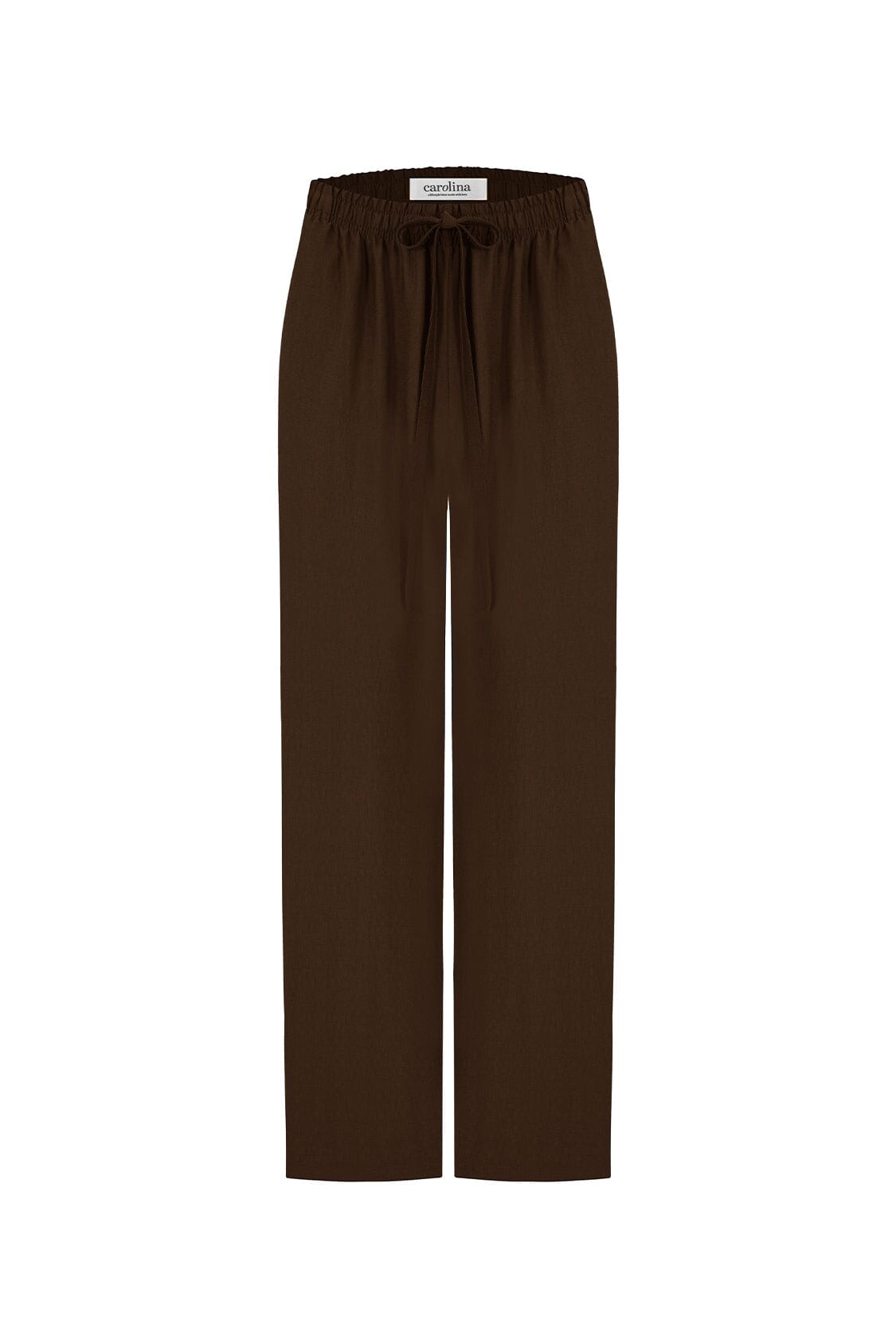 Gemma Straight Leg Tie Waist Pants Chocolate Brown