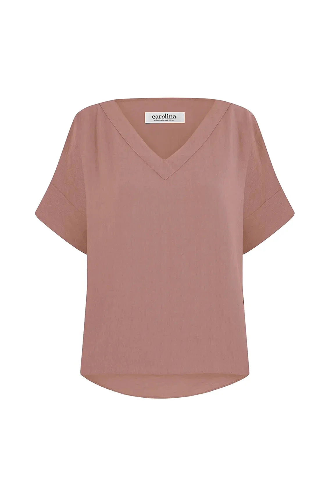 Gemma Short Sleeve V Neck Top Rose