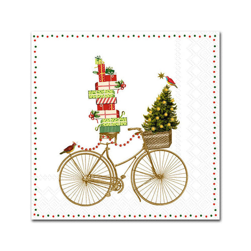Holiday Bicycle Delivery Paper Beverage Napkins