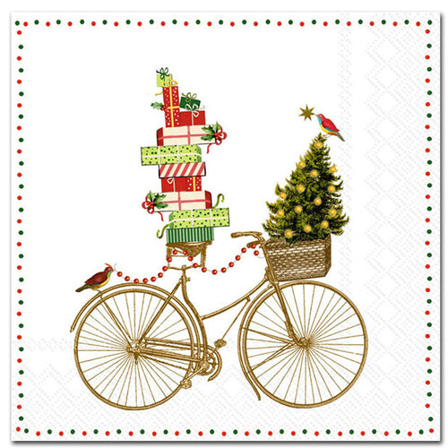 Holiday Bicycle Delivery Paper Luncheon Napkins