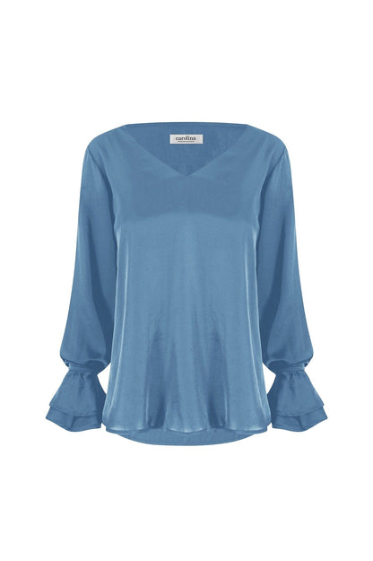 Lola Long Sleeve Top Blue Grey