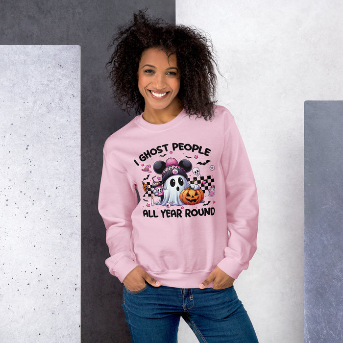 Spooky vibes Halloween sweatshirt for women with ghost design