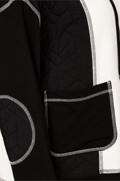 Naya NAW26168 Two Tone Black & Winter White Jacket With Coverseam Stitch Detail Shop Naya at Dotique