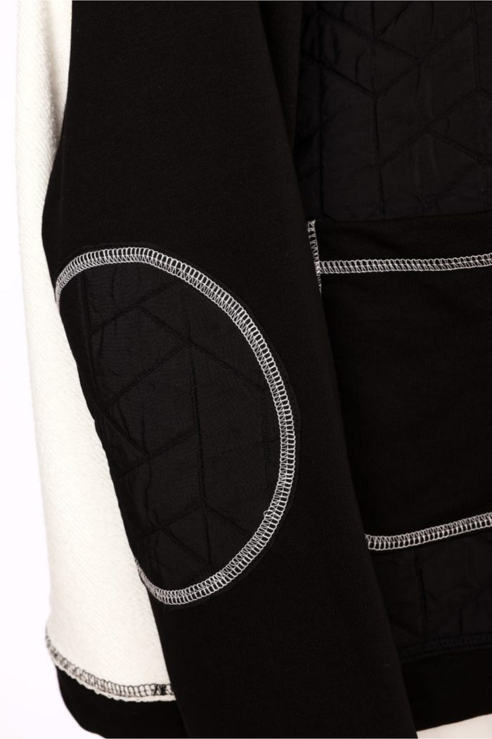 Naya NAW26168 Two Tone Black & Winter White Jacket With Coverseam Stitch Detail Shop Naya at Dotique