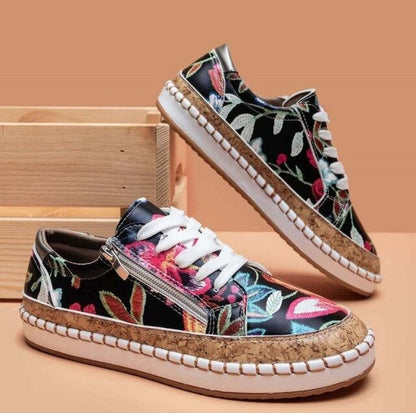 Oluchi  Floral Orthopedic Zipper Sneakers