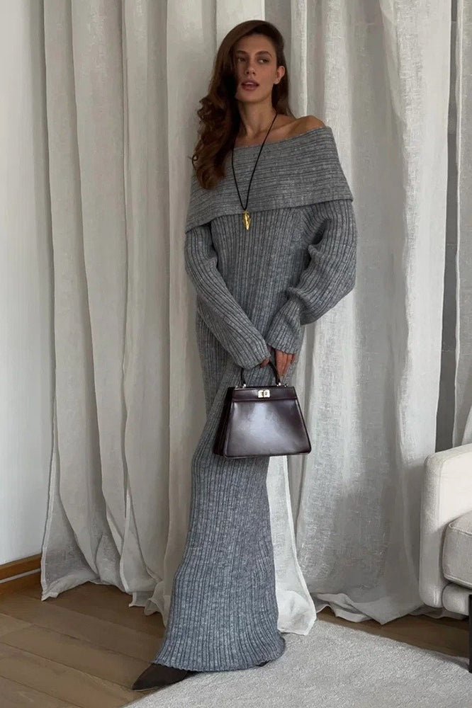 One Shoulder Bodycon Knit Sweater Dress
