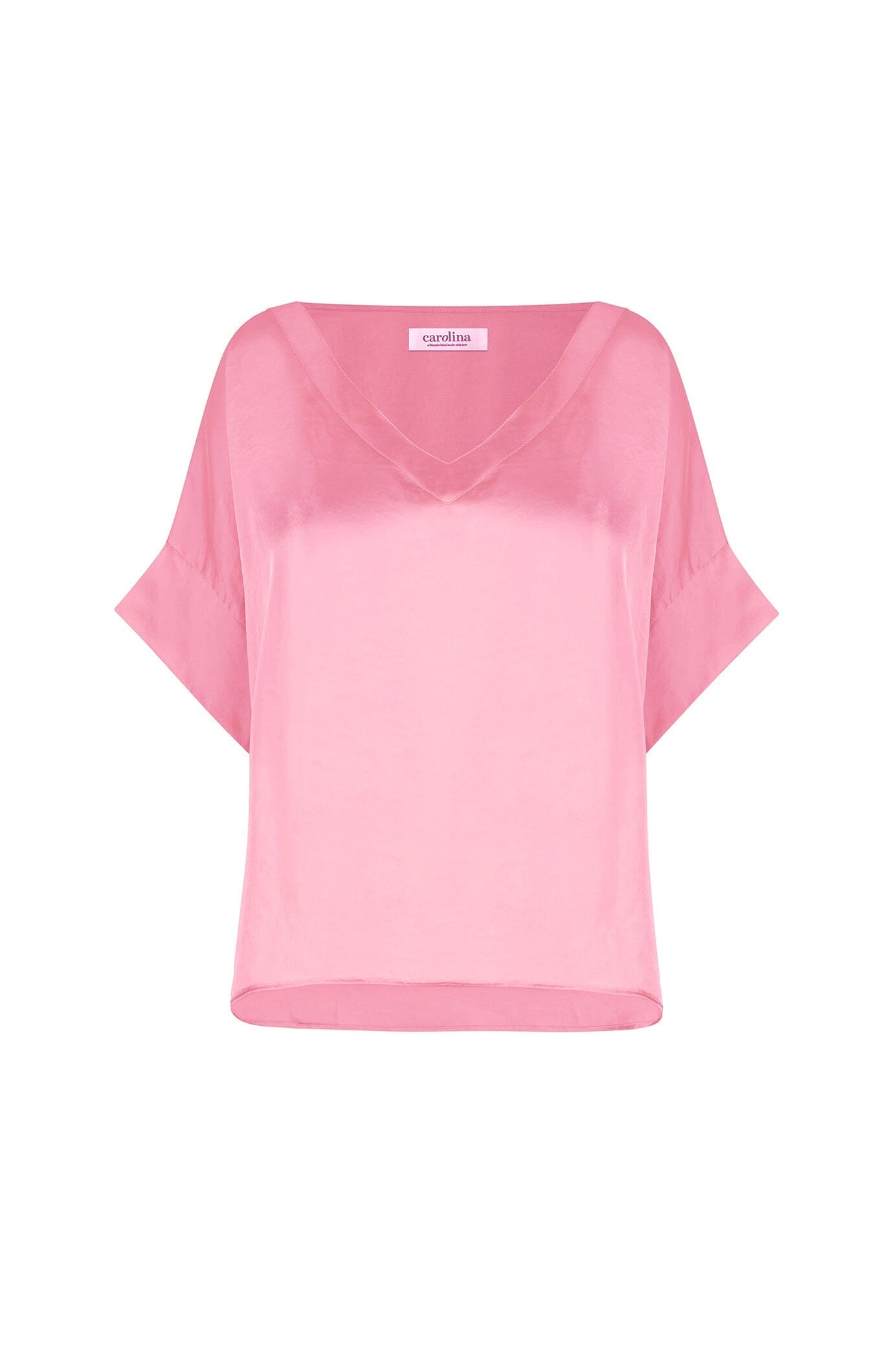 Bianca Short Sleeve Top Pink with V Neck
