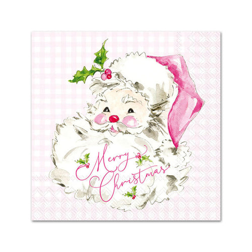 Pink Santa Paper Beverage Napkins