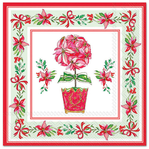 Poinsettia Topiary Paper Luncheon Napkins