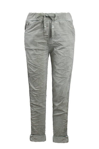 Rhinestone Side Stripe Crinkle Jogger Aloe