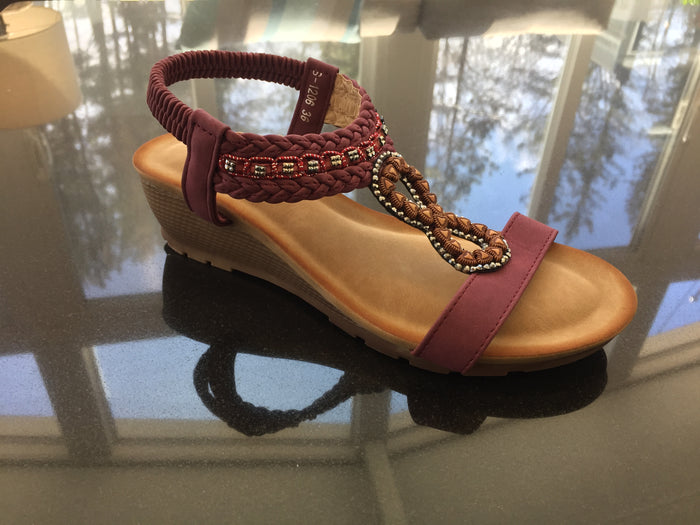 Sandals - Wedge - Wine