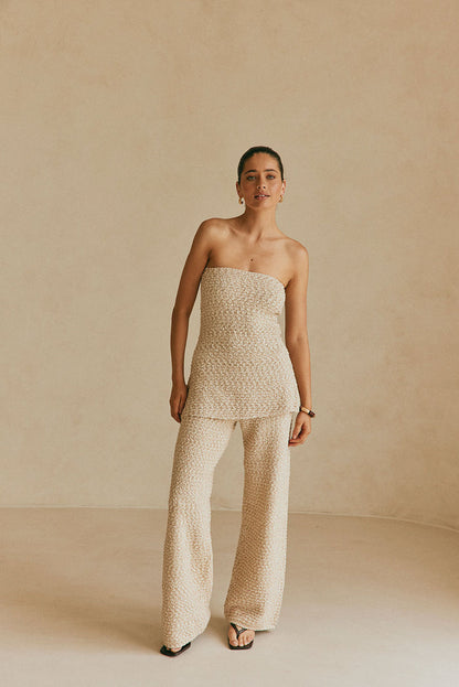 Tan Knit High Waist Soha Pants