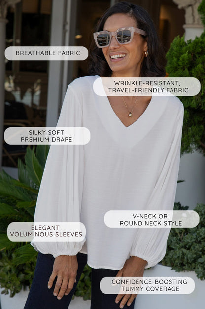 Sophia V-Neck Long Sleeve Top Olive