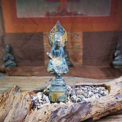 Tibetan Statue,Gilt Avalokitesvara,Padmapani - Tibetan Buddhist statue, detailed view
