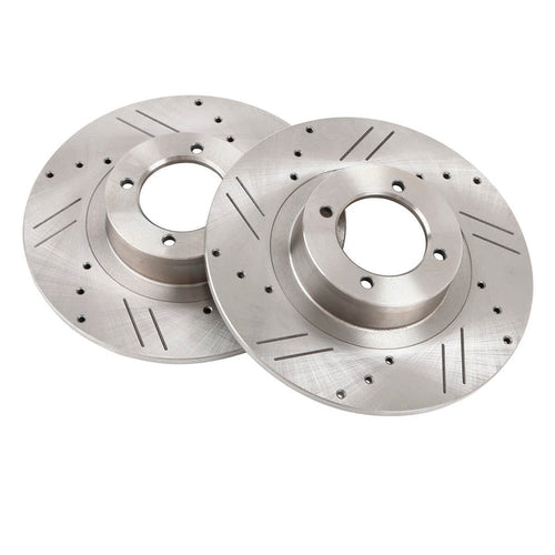 tr6-209327DG Front cross drilled and slotted Brake Rotor PAIR