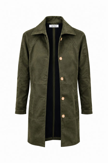 Vanessa Faux Suede Coat Olive