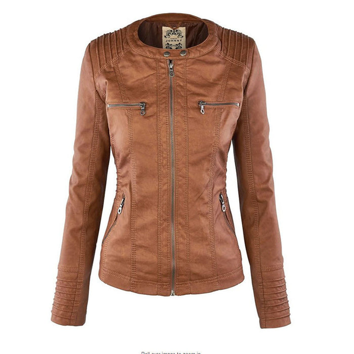 Waterproof Women's Leather Jacket with Hood | Stylish Outerwear