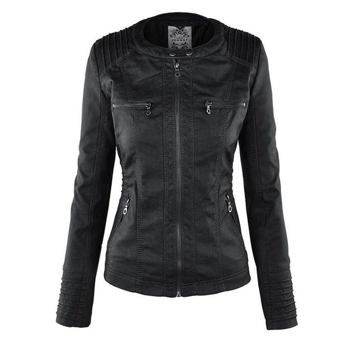 Waterproof Women's Leather Jacket with Hood | Stylish Outerwear