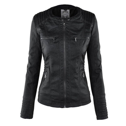 Waterproof Women's Leather Jacket with Hood | Stylish Outerwear